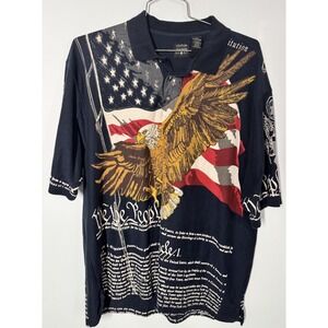 Cotton Traders Sport We The People Patrotic Polo Shirt Bald Eagle‎ Size XXL Flag
